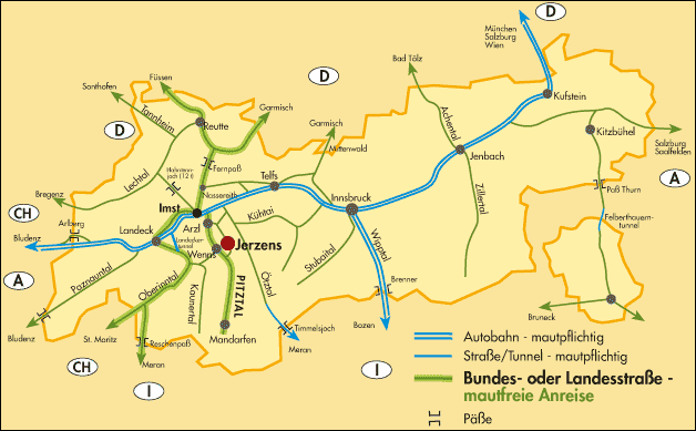 Lage von Jerzens im Pitztal